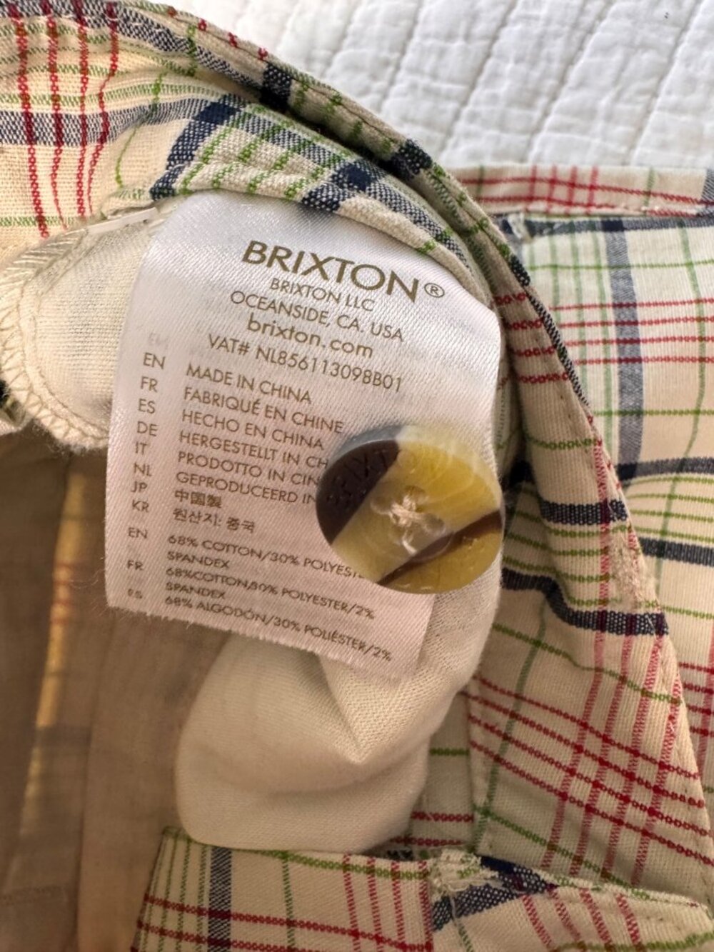Brixton Victory High Waisted Chino Casual Pant Dove Plaid 27 Plaid Preppy NWT - Picture 9 of 12